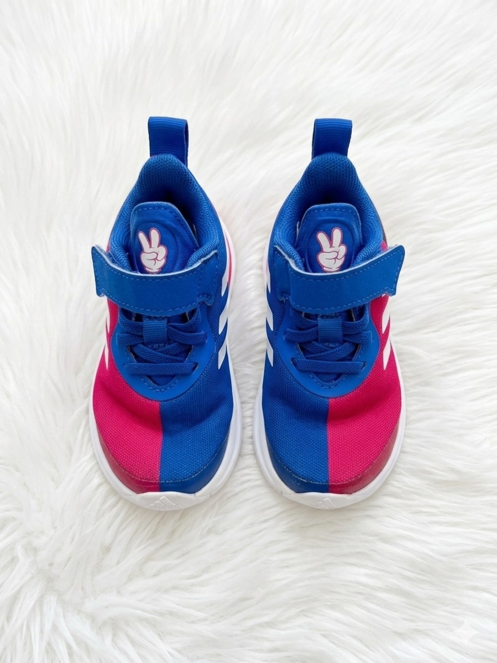 Adidas x Disney Mickey Mouse Toddler Sneakers Size 5.5 Pink Blue Hook & Loop - Picture 3 of 5